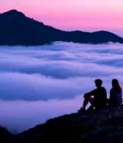  情侣山顶赏云海暮色2080#横屏 	 