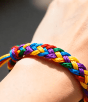 手腕佩戴彩色绳编手链素材1757#横屏 