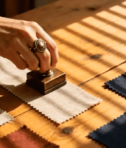 手盖印章于布料素材1969#横屏 