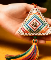 手持福字香囊特写3976#横屏 