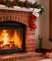 室内圣诞壁炉与礼物场景4738#横屏 