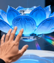 手触蓝色科技感莲花装置2000#横屏 