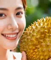  女子手持榴莲特写画面1185#横屏 	 