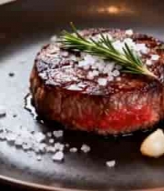  盘子里的牛排特写2854#横屏 	 