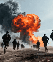 士兵在爆炸场景中奔跑2333#横屏 