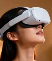  女性佩戴眼镜体验虚拟现实602#横屏 	 - 