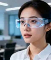  女性办公室佩戴眼镜1074#横屏 	 