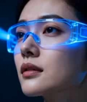  女性佩戴智能眼镜特写(1)2531#横屏 	 