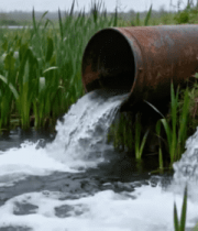 生锈管道水流排入水域场景3101#横屏 