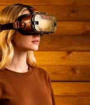  女性佩戴虚拟现实眼镜2579#横屏 	 - 