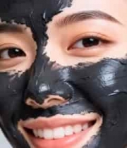  女性敷黑色面膜特写1260#横屏 	 -