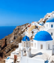 圣托里尼海岸蓝顶白房景观2731#横屏 
