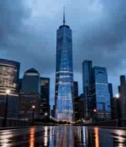  纽约摩天大楼夜景2171#横屏 	 