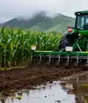  农田拖拉机耕地作业素材930#横屏 	 