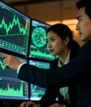 商务人士查看金融数据画面2343#横屏 