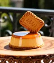  木盘上的布丁与饼干2912#横屏 	 