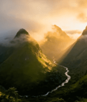 山间云雾缭绕日出风景2809#横屏 