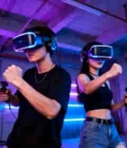  男女体验虚拟现实游戏场景2307#横屏 	 