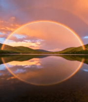 山间湖泊双彩虹自然景观1732#横屏 