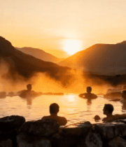 山间温泉日落场景3368#横屏 