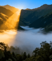 山间日出云雾缭绕美景1210#横屏 