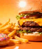  美味汉堡配薯条饮料和甜甜圈2632#横屏 	 