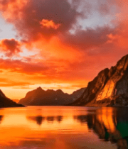 山间湖泊日落风景640#横屏 