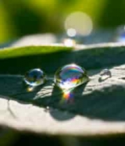  绿叶上晶莹的水滴特写1981#横屏 	 