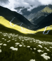 山间草原蜿蜒公路风景4135#横屏 