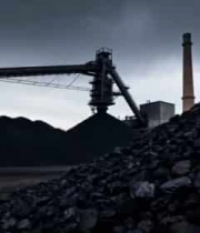  煤矿工厂煤堆与烟囱场景1052#横屏 	 