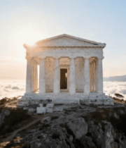 山顶古典建筑云海日出景观3089#横屏 