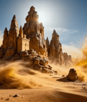 沙漠中奇特岩石景观3747#横屏 