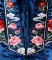  蓝色刺绣服饰特写731#横屏 	 