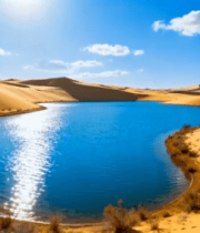 沙漠中的湖泊景观3887#横屏 