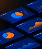  蓝色数据图表展示画面3077#横屏 	 