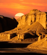 沙漠雅丹地貌日落景象691#横屏 