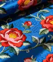  蓝色刺绣布料特写素材2560#横屏 	 