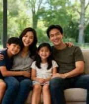  家庭沙发合影温馨场景349#横屏 	 