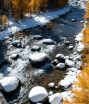 森林河流冬季风光俯瞰4856#横屏 