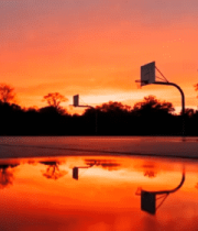 日落时分篮球场全景699#横屏 