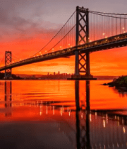 日落时分桥梁全景()4795#横屏 