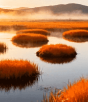日出时湿地风光景色1668#横屏 
