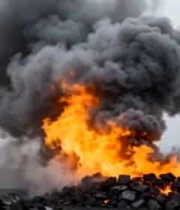  火山喷发熔岩烟雾景象2399#横屏 	 