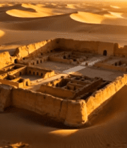 沙漠中的城池遗址航拍素材1717#横屏 