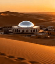 沙漠中的建筑日落景象392#横屏 