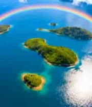  空中俯瞰海岛彩虹美景366#横屏 	 