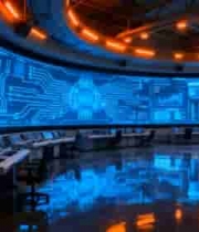  科幻风格网络科技监控室2664#横屏 	 