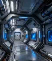  科幻宇宙飞船内部通道场景284#横屏 	 