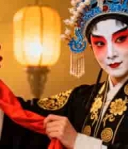  京剧演员手持红绸特写121#横屏 	 