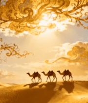 沙漠骆驼与金色云特效场景2316#横屏 